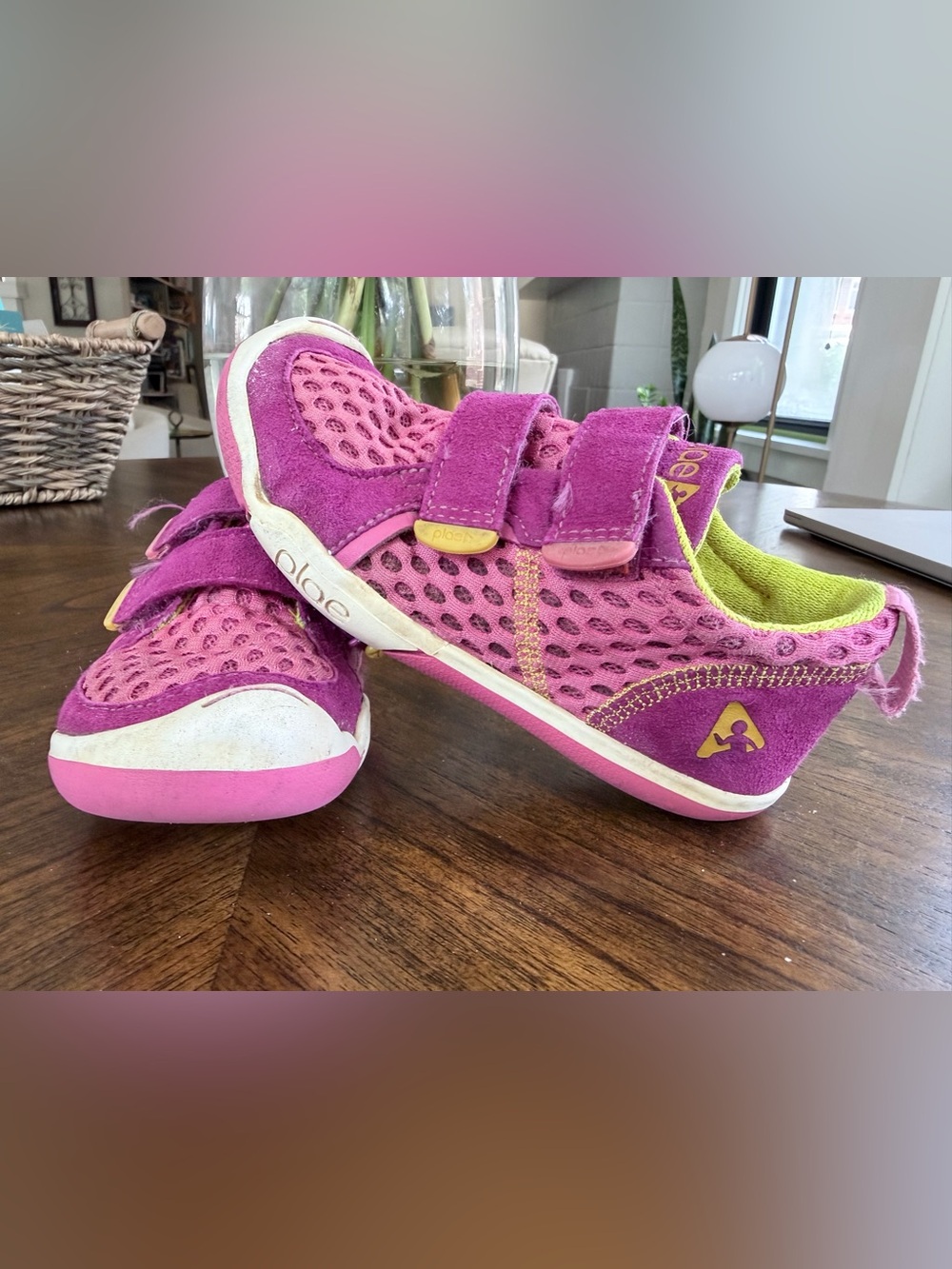 PLAE Kids Purple-Pink Mesh & Suede Velcro Sneakers